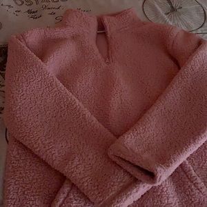 Pink Sherpa Pullover .